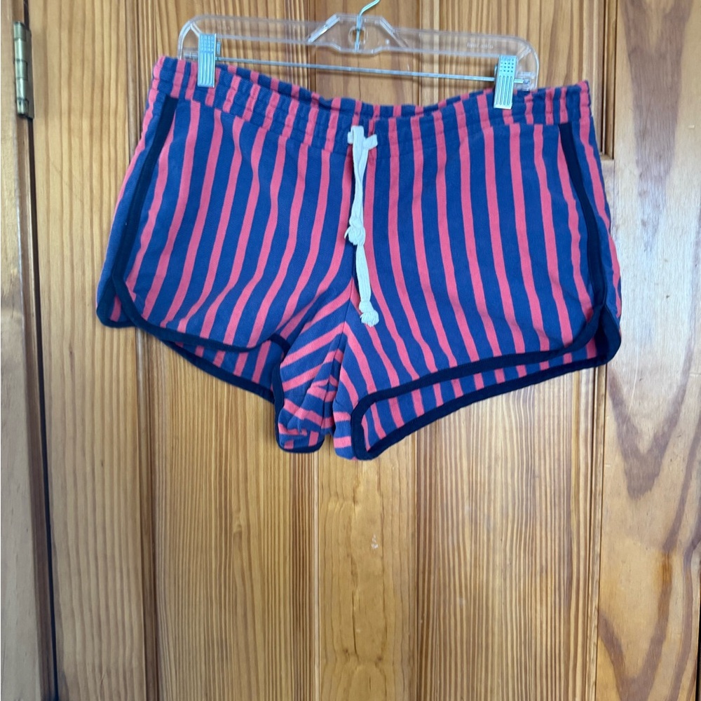 J. Crew Vintage Striped Women's Shorts - Red and Blue, Size Large